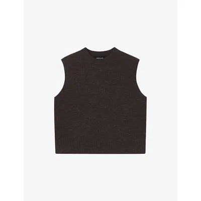 Whistles Womens Brown Sleeveless Round-neck Wool Tank In Brown