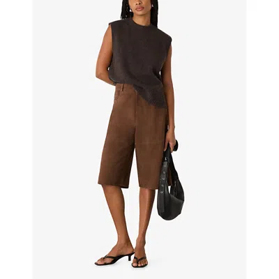 Whistles Womens Brown Sleeveless Round-neck Wool Tank In Brown
