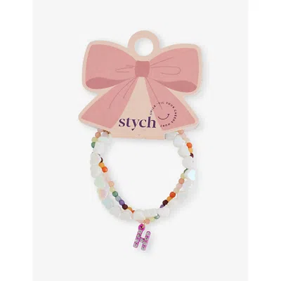 Stych Accessories Multi Lght Personalised Initial Beaded Bracelet Set In White