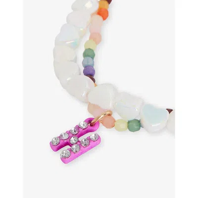 Stych Accessories Multi Lght Personalised Initial Beaded Bracelet Set In White