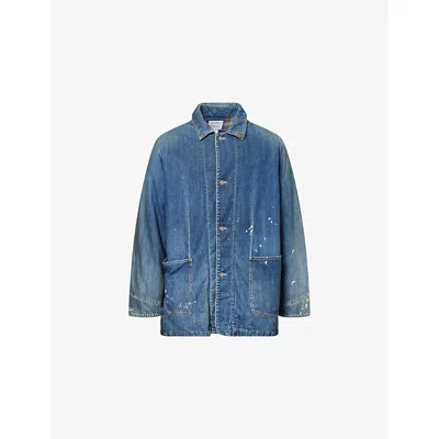 Visvim Mens Indigo Coverall Down-padded Denim Jacket In Blue