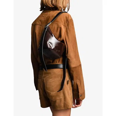 Zadig & Voltaire Womens Brownie Baby Jane Patent-leather Shoulder Bag In Brown