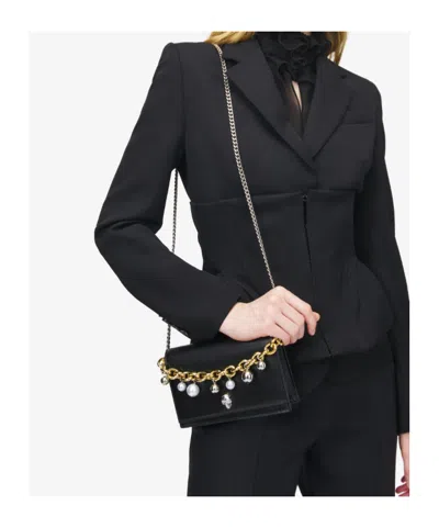 Alexander Mcqueen Small Chain-embellished Skull Shoulder Bag In Black