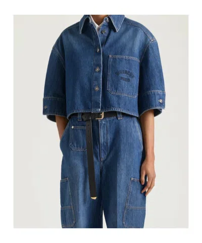Givenchy Cropped Cocoon Shirt In Medium Denim Clothing In Blue
