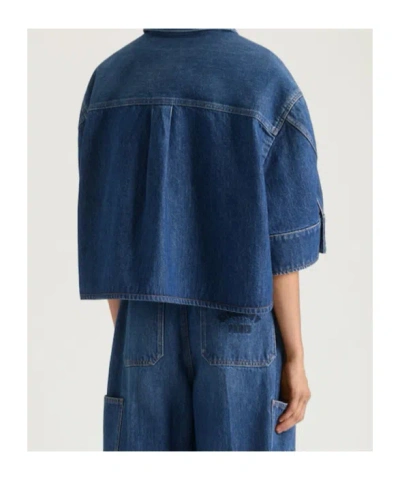 Givenchy Cropped Cocoon Shirt In Medium Denim Clothing In Blue