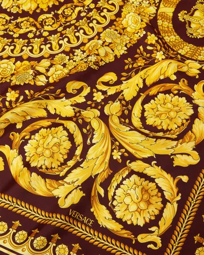 Versace Baroque Pattern Scarf In Brown