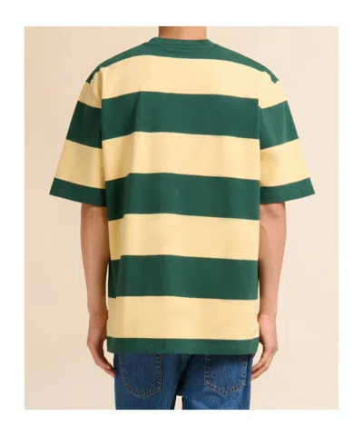 Marni Green And Yellow Maxi-stripe Cotton T-shirt In Multi