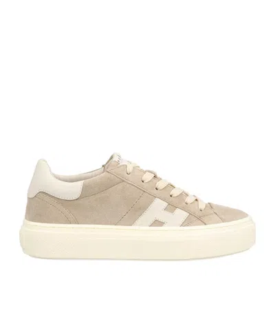 Hogan Grey Crosswind Calfskin Suede Sneakers In Neutral