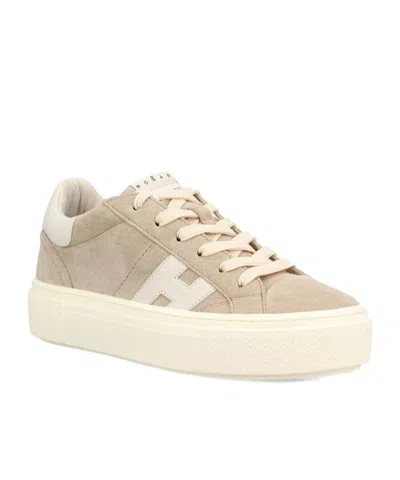 Hogan Grey Crosswind Calfskin Suede Sneakers In Neutral