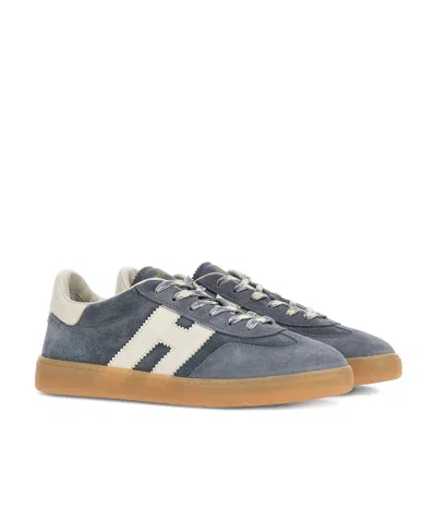 Hogan Navy Suede Leather H Sneakers In Black