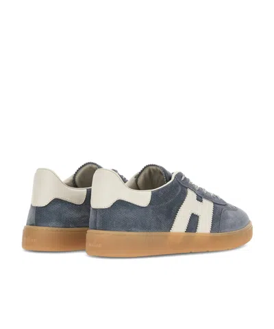 Hogan Navy Suede Leather H Sneakers In Black