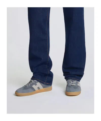 Hogan Navy Suede Leather H Sneakers In Black