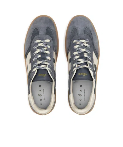 Hogan Navy Suede Leather H Sneakers In Black