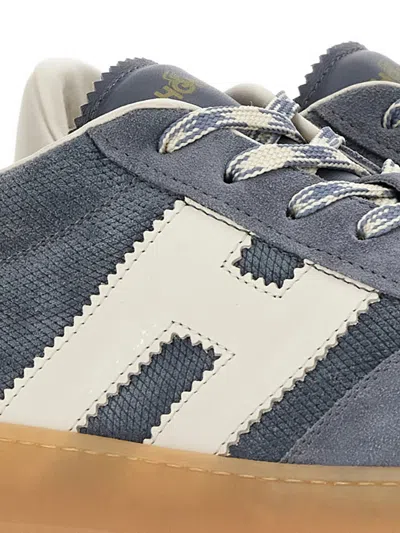 Hogan Navy Suede Leather H Sneakers In Black