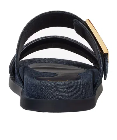Fendi Double-band Embroidered Slides With Decorative Buckle In Multi