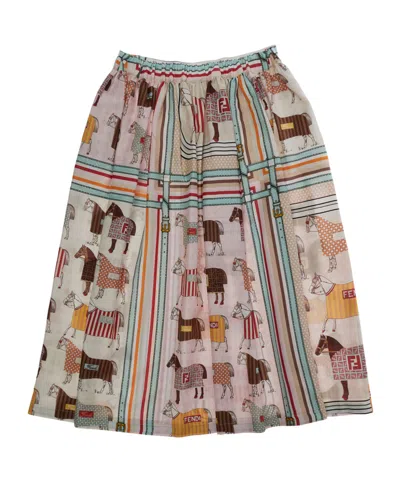 Fendi Patterned Midi Skirt In Multi