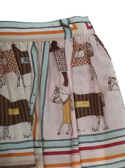 Fendi Patterned Midi Skirt In Multi