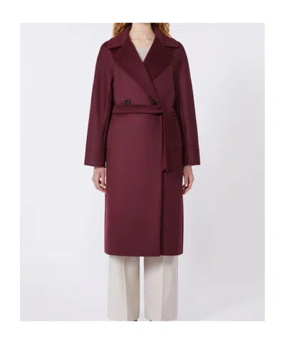 Weekend Max Mara Wool Robe Coat - Bordeaux In Red