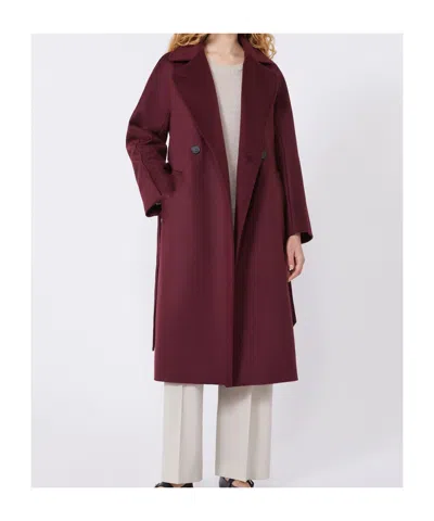 Weekend Max Mara Wool Robe Coat - Bordeaux In Red