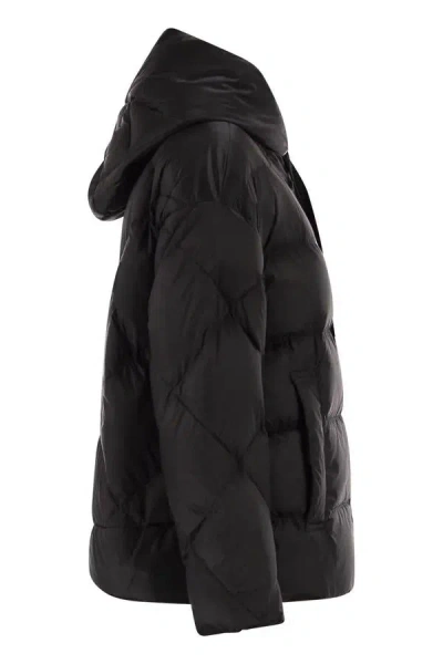 Max Mara The Cube Mtcsoftfe Hooded Down Jacket In Black