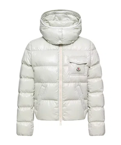 Moncler Andro Hooded Short Down Jacket In Green