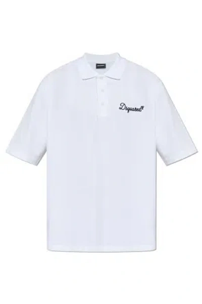 Dsquared2 Logo-embroidered Polo Shirt In White