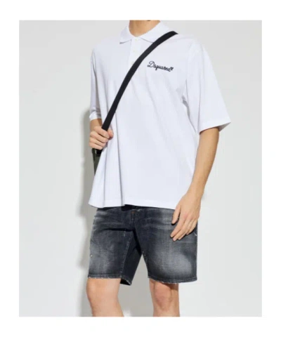 Dsquared2 Logo-embroidered Polo Shirt In White