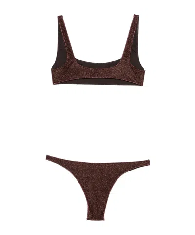 Oseree Two-piece Set Including Cropped Top And Swim Trunks In Brown