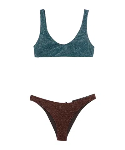 Oseree Two-piece Set Including Cropped Top And Swim Trunks In Multi