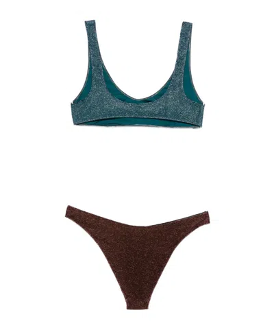 Oseree Two-piece Set Including Cropped Top And Swim Trunks In Multi