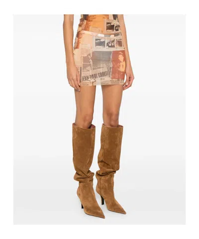 Jean Paul Gaultier Printed Midi Skirt In Multi