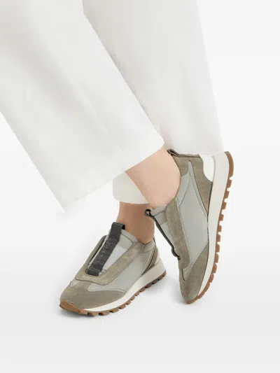 Brunello Cucinelli Runners Sneakers Pull Tab Rubber Sole In Gray