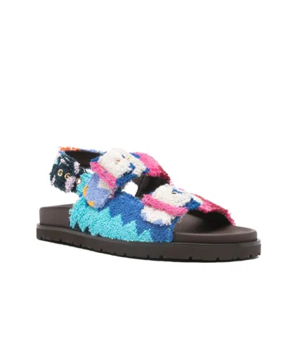 Missoni Round-toed Flat Sandals In Multi