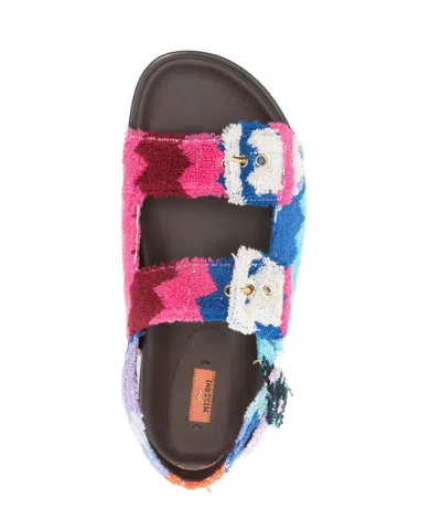 Missoni Round-toed Flat Sandals In Multi