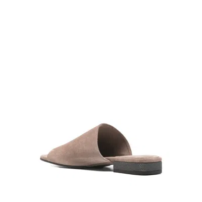 Brunello Cucinelli Open-toed Flat Sandals In Neutral