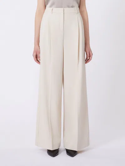 Weekend Max Mara Wool-blend Trousers In White