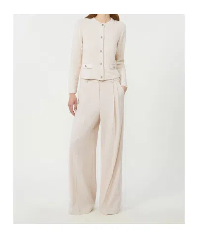 Weekend Max Mara Wool-blend Trousers In White