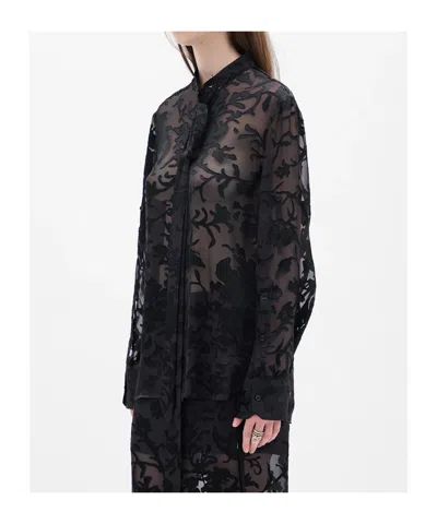 Ann Demeulemeester Standard Collar Handkerchief Shirt In Black