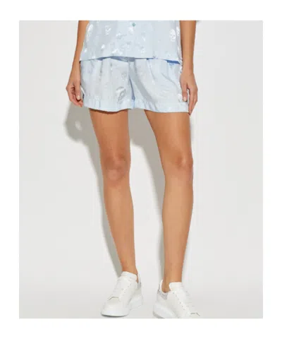 Alexander Mcqueen Shorts With A Skull Pattern In Blue