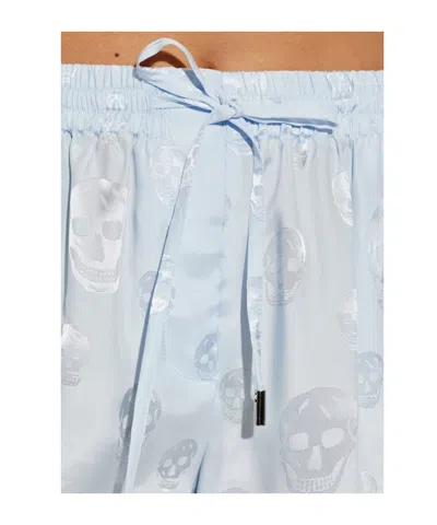 Alexander Mcqueen Shorts With A Skull Pattern In Blue