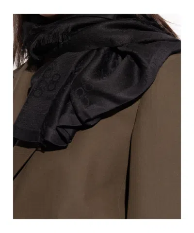 Ferragamo Scarf Decorated With A Monogram Pattern In Black