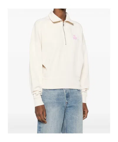 Isabel Marant Étoile Half-zip Long-sleeved Sweatshirt In White