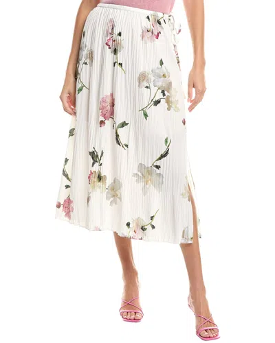 Vince Wilted Peony Pleated Side Tie Skirt In White