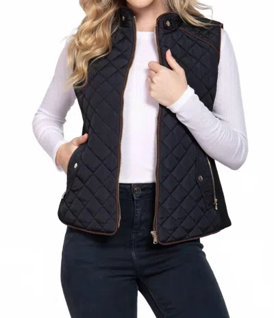 Active Basic Ribbed Quilted Padding Vest In Black In Black