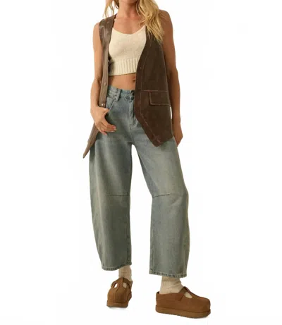 Promesa Faux Leather Snap-front Vest In Espresso In Brown