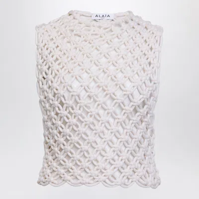 Alaïa Womens Alaia Square Crop Cotton-blend Top In Neutral