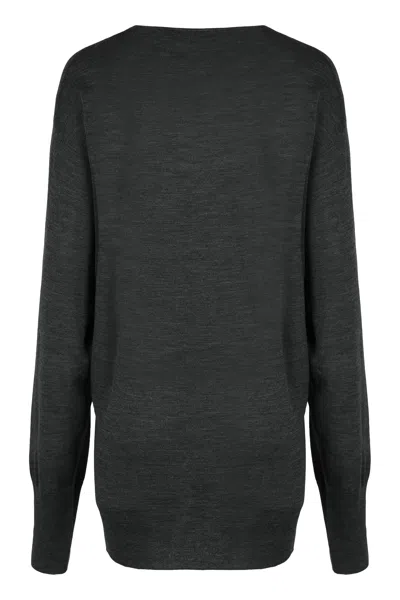 Alberta Ferretti Alberta Ferreti Sweater In Merino Wool With Floral Embroidery In Green