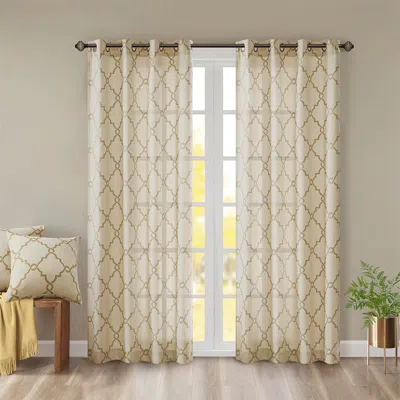 Breebe Fretwork Print Grommet Top Window Curtain Panel(only 1 Pc Panel) In Multi