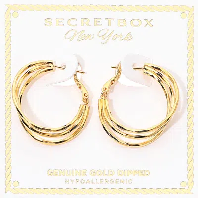 Fashnzfab Secret Box_genuine Gold Dipped Layered Hoop Earrings In Gold