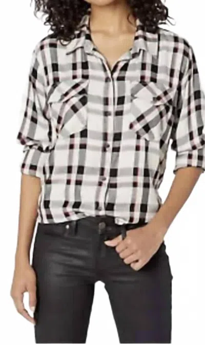 Sanctuary Plaid Button Down Shirt In Black/white In Multi
